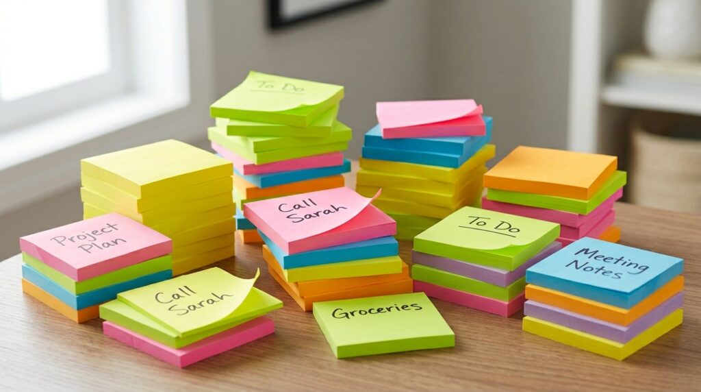 Stacks of Post it Notes